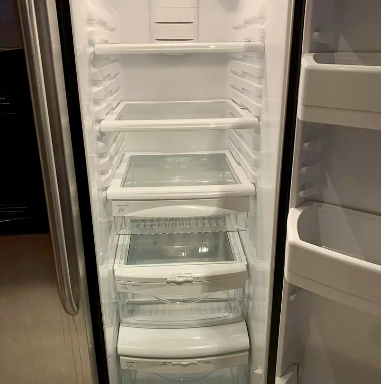 Refrigerator interior after detailed cleaning